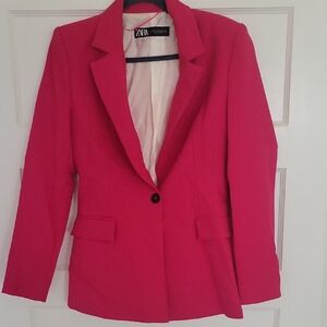 Zara Pink Blazer Structured Suit Jacket